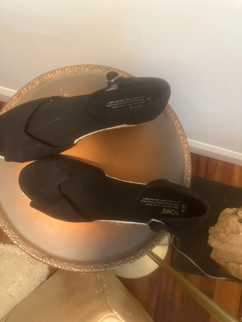 Toms Black Peep-Toe Ankle-Strap Wedge Sandals